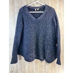 MOTH‎ Anthropologie Sweater Womens Medium Navy Blue Cable Knit Wool Alpaca Blend